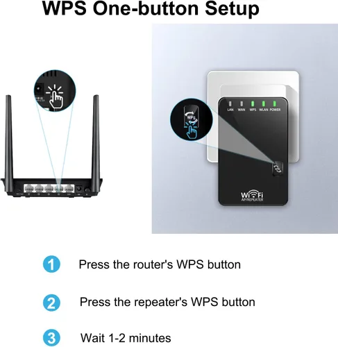 Miniatura 4 de Amplificador de señal WiFi de 300 Mbps, cubre hasta 4500 pies cuadrados y 45 dispositivos, amplificador de Internet repetidor WiFi con puerto
