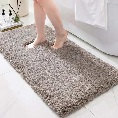 Miniatura 33 de Alfombras de baño antideslizantes, lavables, ultra gruesas, suaves, de microfibra absorbente, de látex de espuma de alta densidad, con respaldo Beige