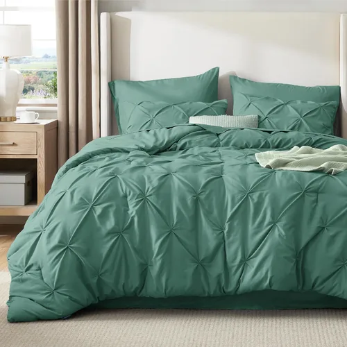 Miniatura 90 de Bedsure - Juego de edredón tamaño matrimonial verde azulado - Juego de ropa de cama tamaño matrimonial en una bolsa de 7 piezas, juego de cama 14