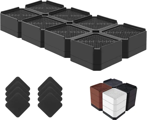 Miniatura 11 de Elevadores de cama resistentes, bloques elevadores de muebles ajustables de 1.5, 3, 4.3 pulgadas para patas de sofá, mesa, escritorio, refrigerador