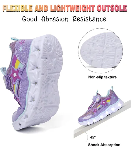 Miniatura 4 de SPR&JOY Zapatos con luz para niños y niñas, ligeros, transpirables, antideslizantes, tenis deportivos con luces LED intermitentes para niños pequeños
