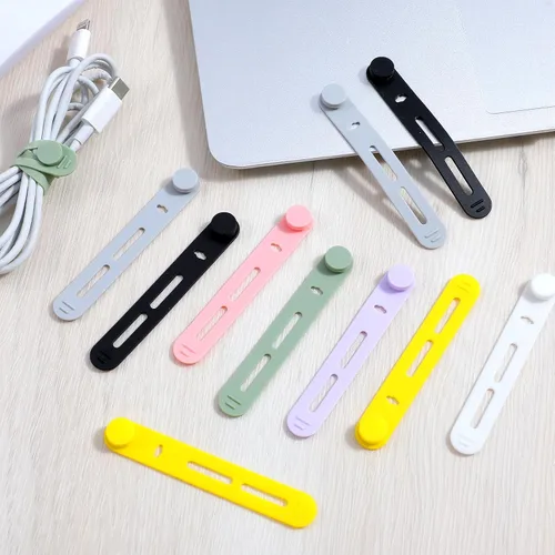 Miniatura 7 de 42 bridas de silicona reutilizables para cables, multiusos, organizador de cables elásticos multiusos para cables y cables de carga para oficina