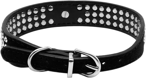 Miniatura 2 de Serijoars Collar de piel de ante elegante y deslumbrante con diamantes de imitación de cristal para mascotas, gatos, perros y cachorros (S, negro)