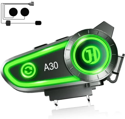 Auriculares Bluetooth para Motocicleta con Cancelación de Ruido, Casco Bluetooth con Bluetooth 5.3 Integrado y Adecuado para la Mayoría de Cascos,