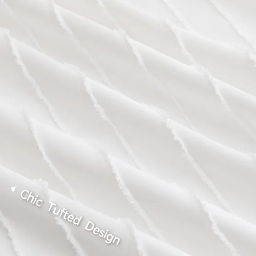Miniatura 5 de JELLYMONI Funda de Edredón Tamaño Full Blanca - Juego de Funda de Edredón Bohemia a Rayas de 3 Piezas de Poliéster con Textura Bohemia Copetuda