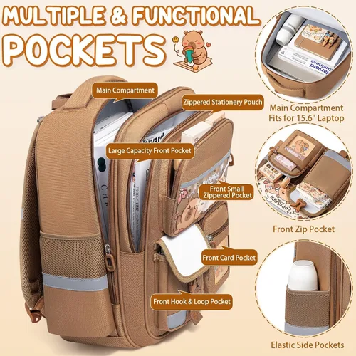 Miniatura 4 de Fimibuke Mochila escolar para niños y niñas, bonita mochila para niños pequeños, suministros escolares con bolsa para libros, estuche para lápices