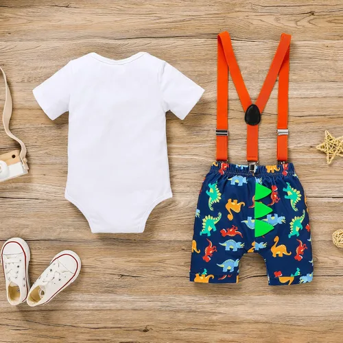 Miniatura 3 de Conjunto de ropa de manga corta con tirantes ajustables en la espalda en Y para bebés y niños