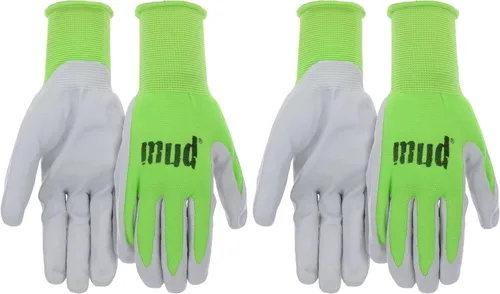 Miniatura 6 de Everyday Mud - Guantes de trabajo de palma de cuero sintético reforzado de alta destreza para mujer Verde