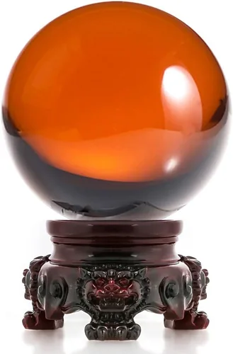 Miniatura 5 de Amlong Crystal bola de cristal de 3 pulgadas (80 milímetros) con base de secoya con diseño de león Morado