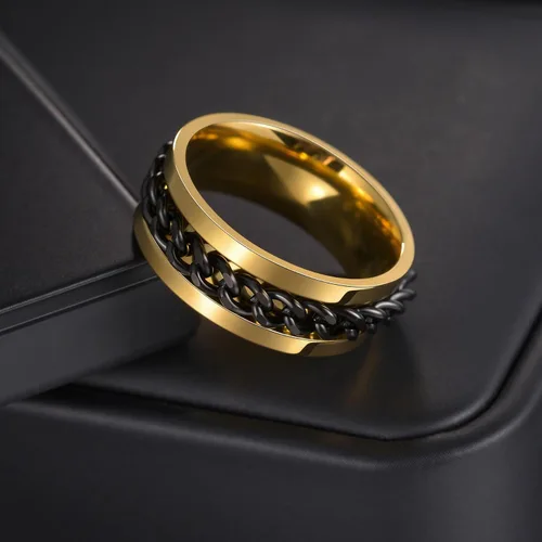 Miniatura 83 de Anillos giratorios para la ansiedad para hombre, anillos clásicos de cadena para mujeres y adultos, anillo de acero de titanio