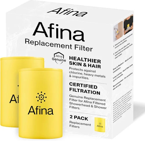 Afina Paquete de 2 Filtros de Repuesto para Cabezal de Ducha Filtrado y Filtro de Ducha Afina - Reduce la Piel Seca y con Picazón, Caspa, Eccema, y