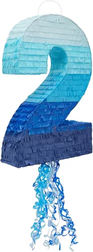 Miniatura 11 de BLUE PANDA Cuerda de 6 piñatas – Azul degradado 16.5 x 11.3 x 3 pulgadas – Piñata número 6 para decoraciones de cumpleaños y decoración de fiestas