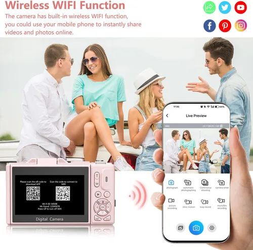 Miniatura 3 de Cámara digital para fotografía, cámara de vlogging 4K para YouTube de 3 pulgadas, pantalla abatible de 180°, zoom digital de 18X, cámaras compactas