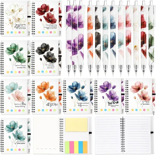 Miniatura 8 de Honoson Juego de 10 cuadernos inspiradores a granel con notas adhesivas y bolígrafo de bambú, regalos de agradecimiento para profesores, enfermeras