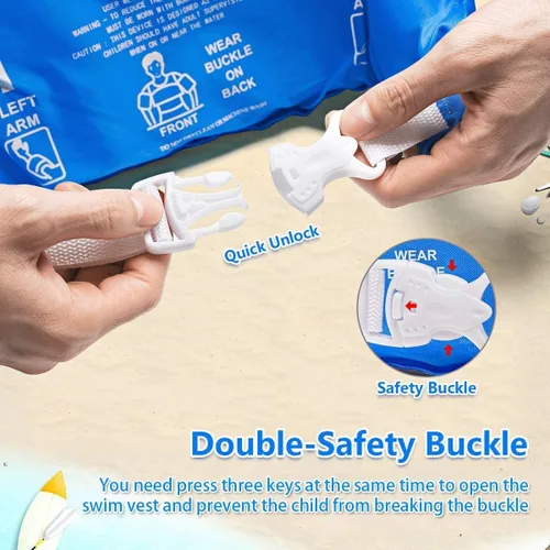 Miniatura 3 de AmazeFan Chaleco salvavidas de natación para niños, para piscina, flotadores de ayuda para nadar, chaleco de natación con bolsa de almacenamiento