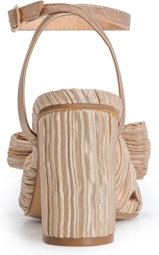 Miniatura 5 de Athlefit Sandalias de tacón grueso con punta abierta para mujer con lazo y correa al tobillo para boda