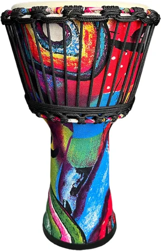 Miniatura 8 de TAOSKNE Pandereta Djembe de 8.5 pulgadas, estilo africano occidental, cabeza de tambor de piel de cabra, calidad de sonido profesional, tambor