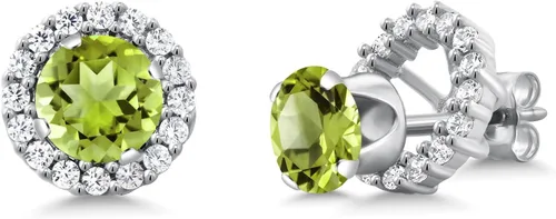 Miniatura 8 de Gem Stone King Aretes redondos de plata de ley 925 de 0.236 in con piedra natal extraíble para mujer