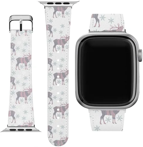 Correa de muñeca compatible con Apple Watch Series 7/6/5/4/3/2/1/SE y funda de teléfono a juego con diseño de copo de nieve de animales salvajes con