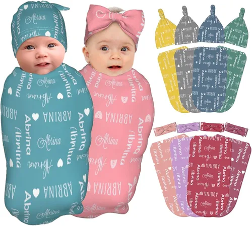 Miniatura 12 de Juego de canastillas personalizadas para niños y niñas, suave manta personalizada para bebé de 0 a 3 meses para recién nacido Color-01