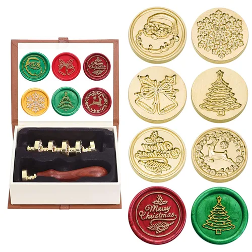 Miniatura 11 de SWANGSA Juego de sellos de cera, 6 cabezales de sello de sellado de la serie Moon vintage y 1 kit de sello de cera con mango de madera