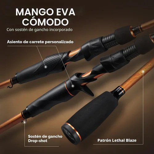 Miniatura 12 de KastKing Lethal Blaze - Combo de caña de pescar y carrete de doble punta, combo de spinning y baitcaster, diseño de patrón de llama, caña de grafito