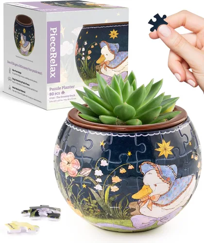 Miniatura 23 de PieceRelax Rompecabezas 3D Maceta 80 Piezas - Abundancia de Otoño, Macetas de Flores de Decoración del Hogar para Cactus de Interior, Macetas