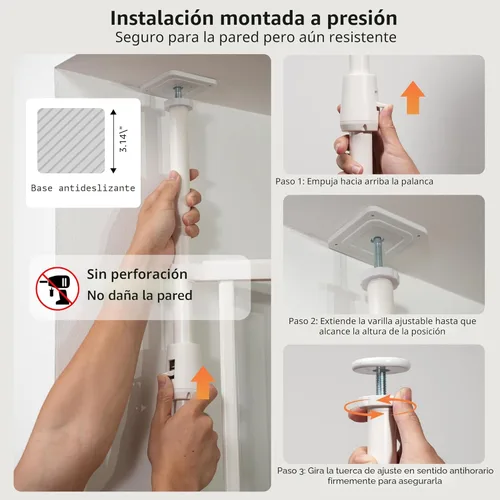 Miniatura 5 de NiceTCU Puerta para gatos extra alta de 74.80-98.43 pulgadas, ajustable de 33.86-37.40 pulgadas de ancho, puerta completa transparente