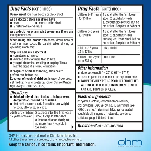 Miniatura 6 de Ohm Cápsulas de clorhidrato de loperamida de 2 mg (24 unidades) – Medicina antidiarrea para adultos y niños, alivio efectivo del estómago, pastillas