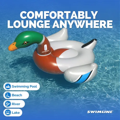 Miniatura 5 de SWIMLINE Flotador Original 90621 de Cisne Inflable Gigante para Piscina Flotador Montable de Descanso con Patas Estables Alas Grande Montable