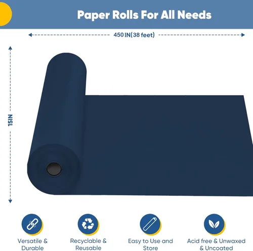 Miniatura 2 de Papel de regalo azul marino, 15 x 450 pulgadas, tablero de anuncios de construcción, papel decorativo para manualidades, papel decorativo