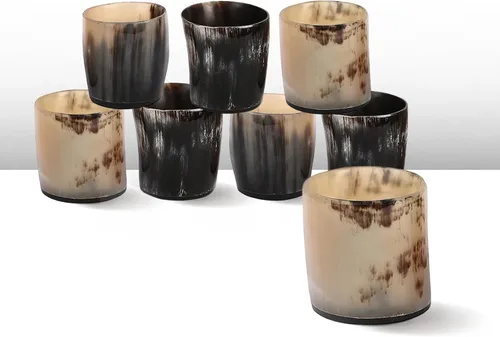 Miniatura 26 de Handicrafts Home Juego de 4 vasos de chupito hechos a mano, patrón entrecruzado de 6.5 onzas, chupitos de whisky vikingo naturales para cócteles