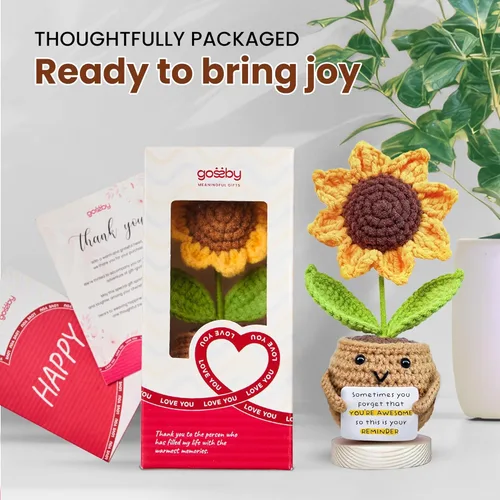 Miniatura 3 de Gossby - Regalo Inspirador para Mujeres - Girasol Positivo Tejido a Mano - A veces Olvidas Que Eres Increíble - Regalo de Navidad, Cumpleaños, A