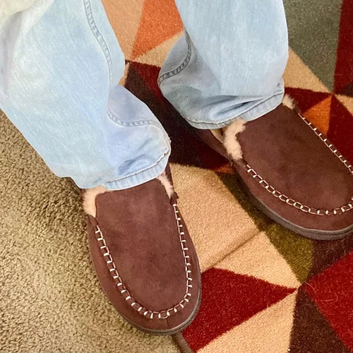 Miniatura 5 de Zigzagger - Pantuflas estilo mocasín de microgamuza y espuma viscoelástica, para hombre
