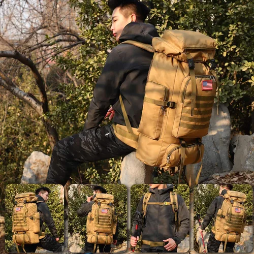Miniatura 4 de King'sGuard 70L Camping Hiking Backpack for Men Women Large Military Tactical Backpack Molle Rucksack Backpack for Outdoor Caqui