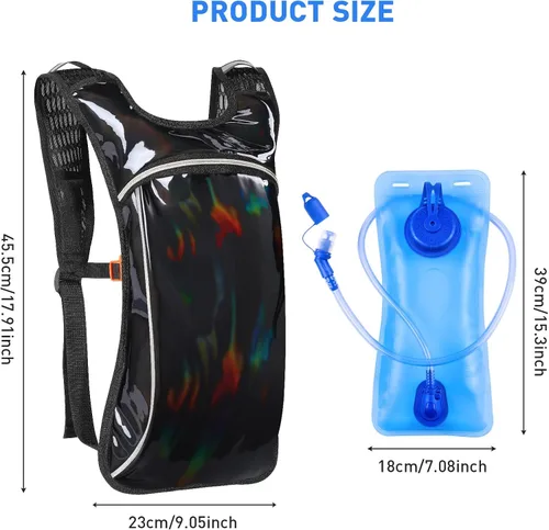 Miniatura 2 de KUYOU Rave Hydration Pack, Hydration Backpack with 2L Hydration Bladder, Festival Essential Water Backpack for Hiking, Running, Cycling, and Music