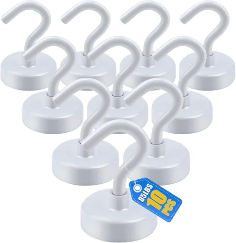 Miniatura 9 de E BAVITE Ganchos magnéticos negros, gancho magnético de neodimio fuerte de 30 libras para crucero, parrilla, toalla, colgar en interiores, cocina