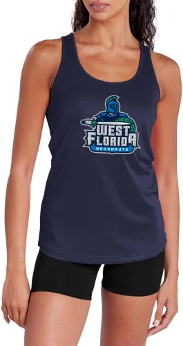 Miniatura 226 de Camiseta deportiva sin mangas oficial de NCAA Collegiate para mujer, con espalda cruzada, colección con logotipo primario
