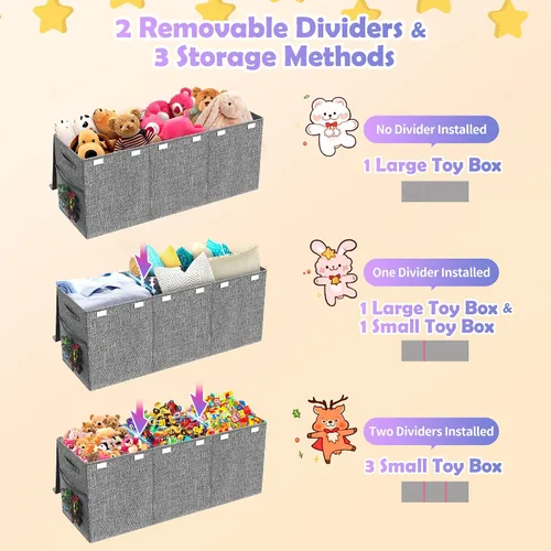 Miniatura 6 de Mabahoo Caja de juguetes extra grande con tapas, plegable, resistente, cajas organizadoras de almacenamiento de juguetes para niños y niñas, 40 x 14