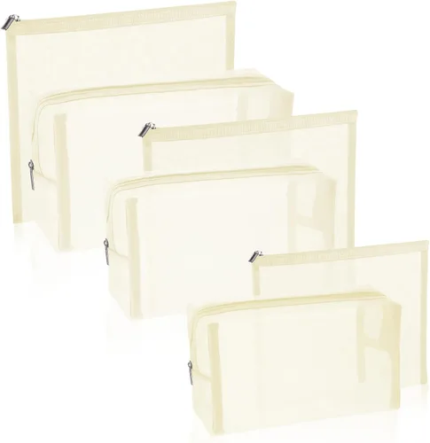 Miniatura 13 de 6 bolsas de maquillaje de malla, bolsa de cosméticos de malla, portátil, organizador de viaje, bolsa con cremallera, bolsas de maquillaje
