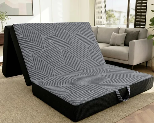 Colchón triple plegable de 6 pulgadas, cama plegable de espuma viscoelástica, cero olor, funda extraíble 100% poliéster, asas resistentes, malla