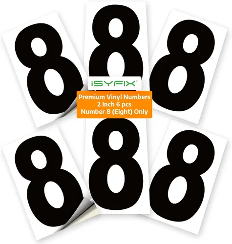 Miniatura 54 de iSYFIX Calcomanías de vinilo negro número 0 (Zero) – Paquete de 6 calcomanías de 1.5 pulgadas – Calcomanías de alta calidad, fondo reflectante