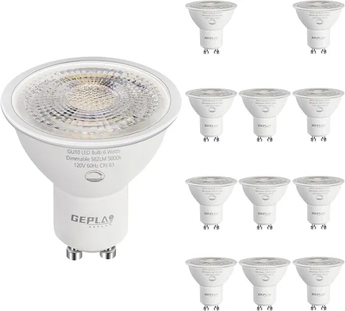 Miniatura 12 de GEPLAD Paquete de 6 bombillas LED GU10 regulables 6W 582LM, reemplazo de halógeno de 50W, foco de 38 grados 2700K blanco cálido para cocina, campana