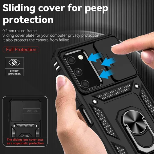 Miniatura 4 de Funda para Galaxy A03S, con protectores de pantalla y funda para cámara, [grado militar] de 16 pies. Funda a prueba de caídas con soporte magnético