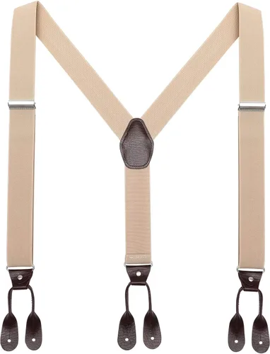 Miniatura 27 de AWAYTR Tirantes de botón marrón para hombre, tirantes elásticos ajustables en forma de Y
