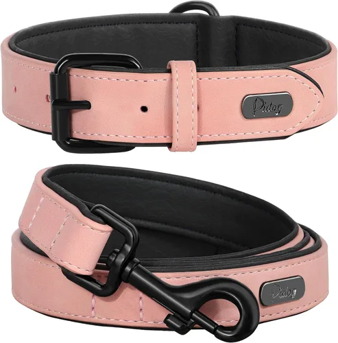 Miniatura 7 de Didog Collar de perro de piel sintética acolchado suave, transpirable y ajustable para perros pequeños, cómodo para paseos diarios, marrón, ajuste M