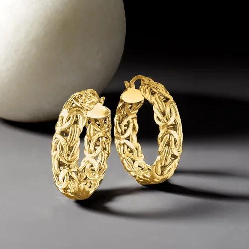 Miniatura 3 de Ross-Simons Pendientes de aro bizantinos pequeños de oro de 18 quilates sobre plata esterlina