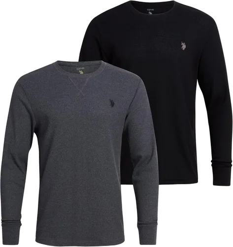 US Polo Assn Camisa térmica para hombre camiseta de punto gofre de manga larga paquete de 2