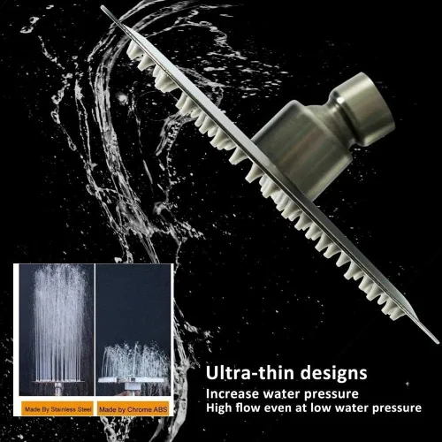 Miniatura 4 de NearMoon Cabezal de ducha de lluvia, diseño ultrafino - aumento de presión, experiencia impresionante, cabezal de lluvia de acero inoxidable de alto