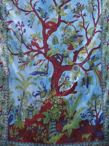Miniatura 5 de Popular Handicrafts Tree Of Life - Tapiz psicodélico hippie de tamaño individual para colgar en la pared, diseño de maditación india, gitano, Azul
